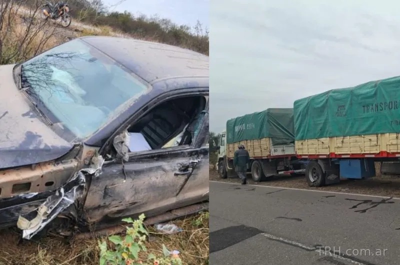 Fuerte choque entre una Volkswagen Amarok y un camión Ford Cargo deja dos conductores hospitalizados en la Ruta 5