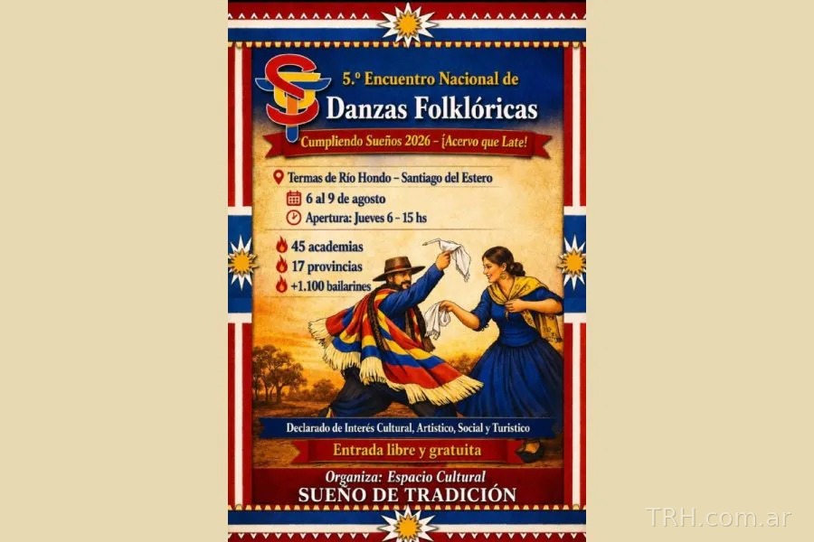 Las Termas se prepara para recibir a más de 1.100 bailarines en el 5º Encuentro Nacional de Danzas Folklóricas