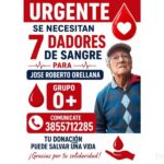 Solicitan con urgencia 7 dadores de sangre 0 positivo para José Roberto Orellana
