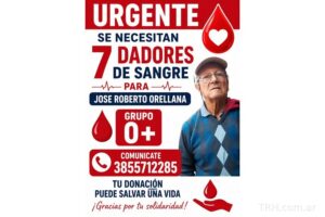 Solicitan con urgencia 7 dadores de sangre 0 positivo para José Roberto Orellana